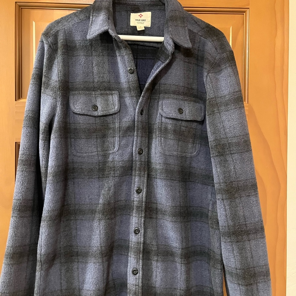 Men’s True Grit Blue and Gray Plaid Shirt Jacket